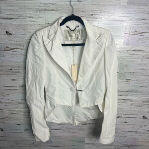Diesel Rising Sun Women white Blazer Jacket medium Button Collar Fitted NWT